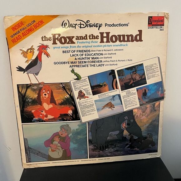 VINTAGE WALT DISNEY THE FOX & THE HOUND LP 12” SINGALONG BOOK & VINYL RECORD - Picture 2 of 6